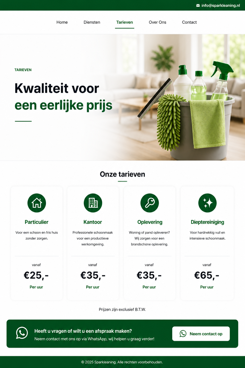 Tarieven pagina